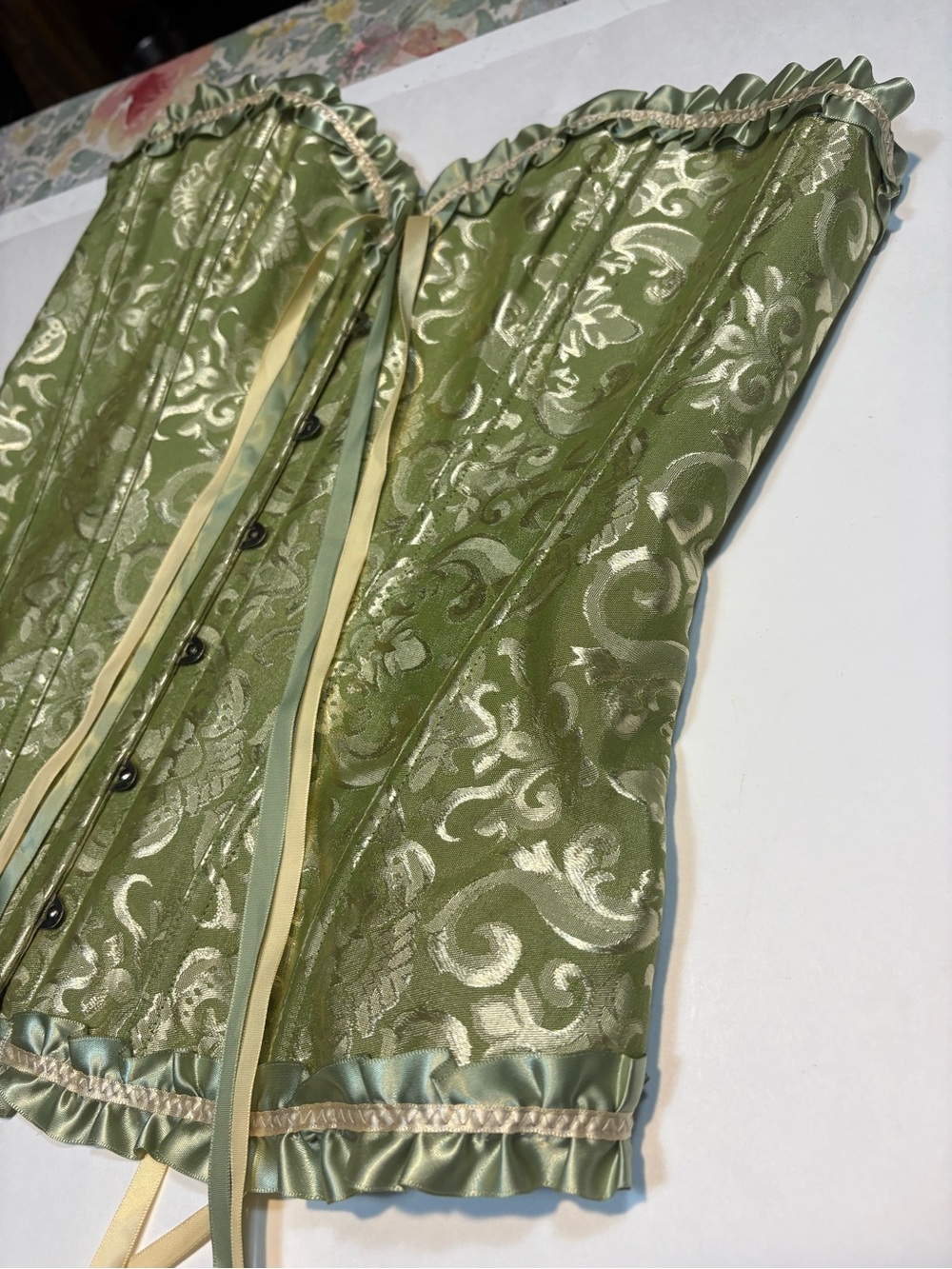 Palace Style Lace Up Body Shaping defines waist green satin xl - Picture 11 of 13